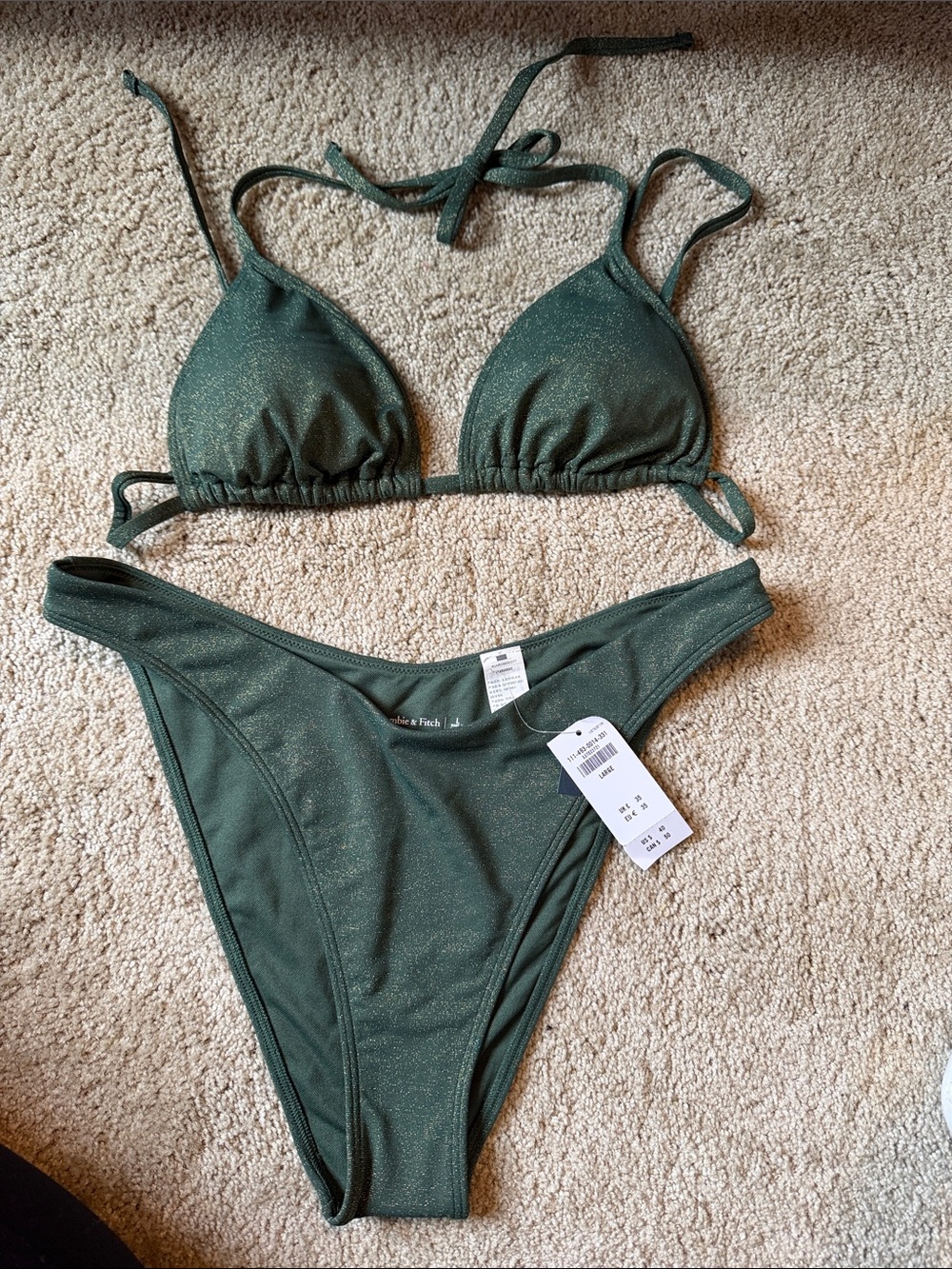 Abercrombie & Fitch Green Shimmer Triangle Bikini